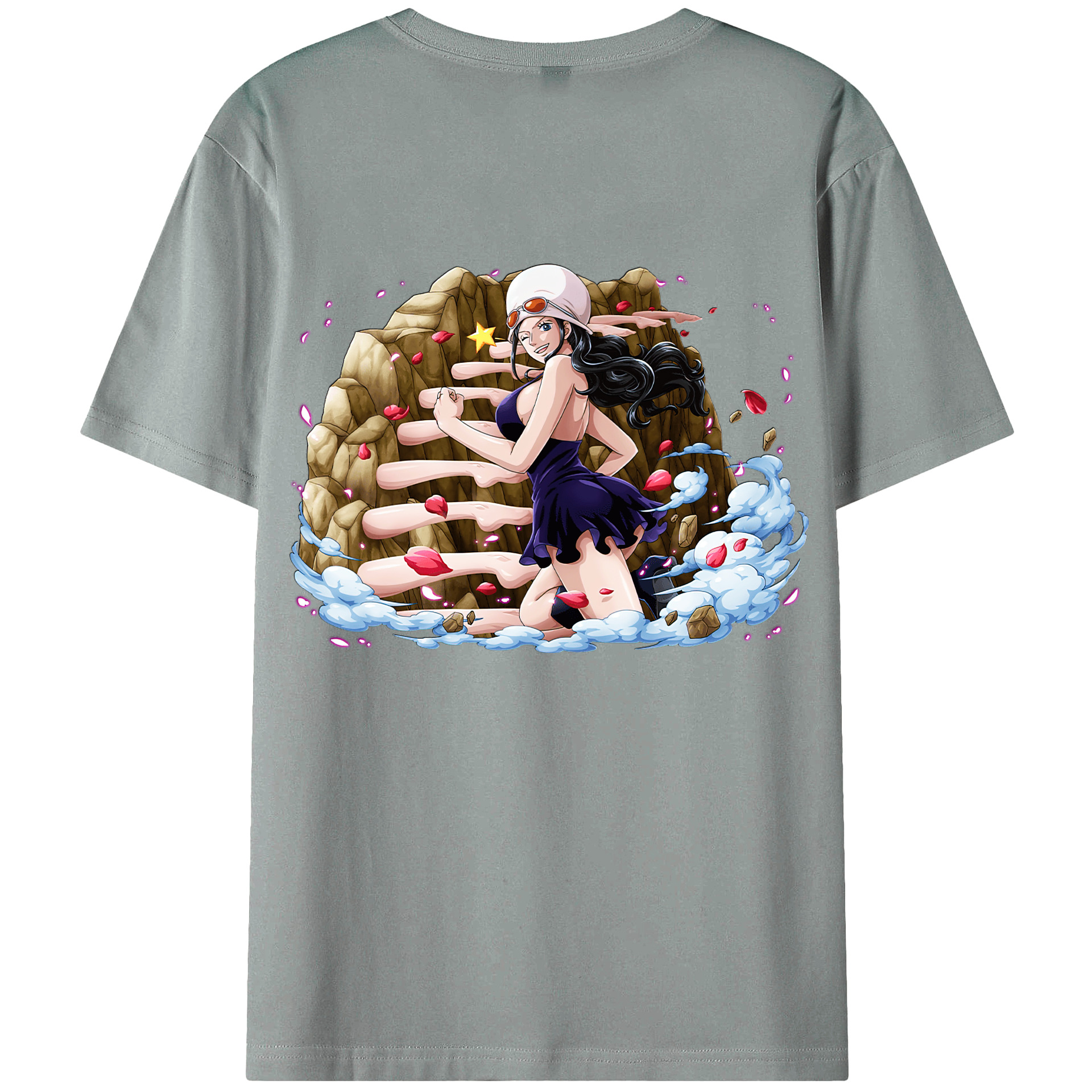ワンピース ニコ・ロビン ONE PIECE Nico Robin 綿100％ メンズ半袖Tシャツ（バックプリント） 通気性